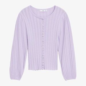 Mango Light Purple Button-Up Cardigan